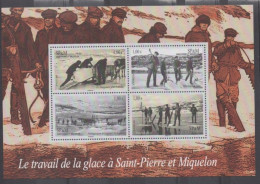 St PIERRE  Et MIQUELON - Métier - Travail De La Glace : Chargement, Mise Hors De L'eau, Attelage, Scieur De Glace - Blocs-feuillets