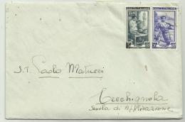 Francobolli Italia Al Lavoro Da 5 E 20 Centesimi Cu Busta Con Lettera 1951 - 1946-60: Poststempel