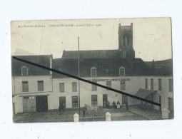 CPA Abîmée - Environs De Calais - Sangatte Plage Au Fond L´église -1909 - Sangatte