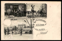 ALTE POSTKARTE ELMSHORNER KOLONNE ROTES KREUZ ELMSHORN RAD Red Cross Bike Bicycle Croix Rouge AK Ansichtskarte Postcard - Elmshorn