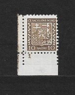 Czechoslovakia 1929 MNH ** Mi 278 Sc 153 State Shield. Wappenzeichnung.  Plate Number 1 Tschechoslowakei - Ongebruikt