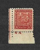 Czechoslovakia 1929 MNH ** Mi 279 Sc 154 State Shield. Wappenzeichnung. Plate Number 4A. Tschechoslowakei - Unused Stamps