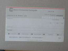 PORTUGAL    - CHEQUE BCP  -  ESCUDOS - 2 SCANS - (Nº16315) - Cheques & Traveler's Cheques