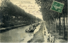 Ay Champagne Le Canal Pris Du Pont De L'écluse - Ay En Champagne