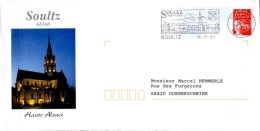 EGL-L57 - FRANCE Entier Postal Illustré De L'Eglise De Soultz Avec Flamme Correspondante - Listos A Ser Enviados : Réplicas Privadas