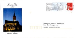 EGL-L57 - FRANCE Entier Postal Illustré De L'Eglise De Soultz Avec Flamme Correspondante - Prêts-à-poster:private Overprinting