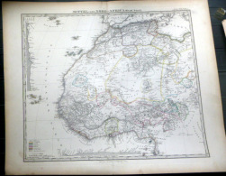 AFRIQUE DU NORD ET CENTRALE MITTEL UND NORD AFRICA  CARTE GEOGRAPHIQUE ATLAS MAP  1871   TRES DETAILLEE  40 X 33 Cm - Cartes Géographiques