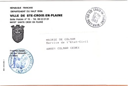 CR-L1 - FRANCE Lettre En Franchise Postale De La Ville De Ste-Croix-en-Plaine Blason Avec Croix - Cartas Civiles En Franquicia