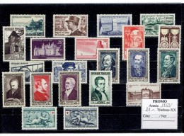 FRANCE ANNEE COMPLETE 1952 - 21 TP - XX - 1950-1959