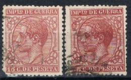 Sellos 15 Cts Alfonso XII, Impuesto Guerra, Variedad Color, Edifil Num 183-183a º - War Tax