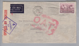 Australien 1945-08-09 Adelaide Zensur O.A.T. Luftpostbrief Nach Norrkoping Schweden - Brieven En Documenten