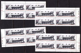 Canada 1986 Trains, Corner Plate Blocks, Mint No Hinge, Sc# 1120 - Trenes
