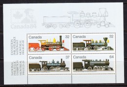 Canada 1984 Trains, Minisheet, Mint No Hinge, Sc# 1039a - Trenes