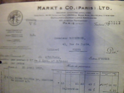 Vieux Papiers Facture Outillage Et Quincaillerie Americains Markt Et Co Paris Av Parmentier Annee 1966 - Etats-Unis