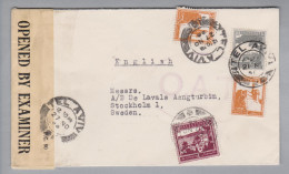 Palästina 1944-11-27 Tel Aviv Zensur O.A.T. Luftpostbrief Nach Stockholm - Palästina