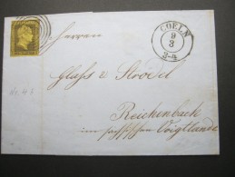 COELN , Klarer Stempel Auf Brief Mit 3 Sgr., , B - Farbe, Köln - Cartas & Documentos
