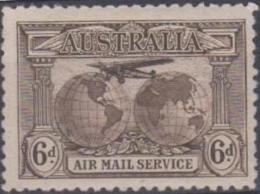 AUSTRALIA - 1936 6b Brown Kingsford Smith Airmail. Scott C3. Mint Lightly Hinged - Nuovi