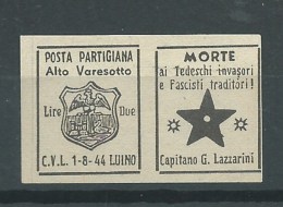 EMISSIONI LOCALI POSTA PARTIGIANA ALTO VARESOTTO LIRE DUE - Emissions Locales/autonomes