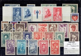 FRANCE ANNEE COMPLETE 1943 - 22 TP + 2 BANDES - XX - 1940-1949