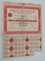 Titre Société ELECTRO CABLE Part Bénéficiaire Au Porteur 24 Coupons Action Paris 1936 - Action Obligation - Elektrizität & Gas