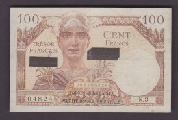 FRANCE. BILLET. MONNAIE.  CENT 100 FRANCS TRESOR FRANCAIS SUEZ FORCES MEDITERRANEE ORIENTALE - 1947 Trésor Français