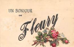 Fleury D'Aude - St Pierre La Mer     11      Fantaisie . Relief . Paillettes.Roses.Un Bonjour De Fleury - Other & Unclassified