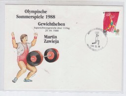 Korea WEIGHTLIFTING SPORT OLYMPIC GAMES MARTIN ZAWIEJA FDC COVER 1988 - Weightlifting