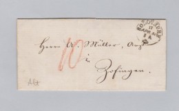 Heimat Schweiz SO SOLOTHURN 1859-04-17 Brief Ohne Marke Nach Zofingen - Storia Postale