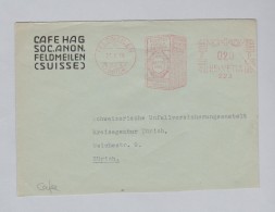 MOTIV CAFFEE 1934-10-24 Feldmeilen Brief Nach ZH Frama "020" #223 CAFE HAG SOC ANON FELDMEILEN - Affranchissements Mécaniques