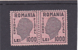 # 191 REVENUE STAMP, 1000 LEI, STAMPS IN PAIR, ROMANIA - Steuermarken