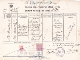 # T  134  REVENUE STAMP, 10 LEI 60 LEI, 1945, CIVIL REGISTERY COPY, ROMANIA - Fiscale Zegels