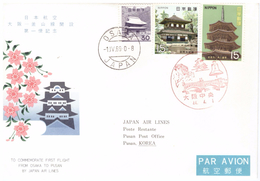 STORIA POSTALE - GIAPPONE - JAPAN - OSAKA -TO COMMEMORATE FIRST FLIGHT FROM PUSAN TO OSAKA BY JAPAN AIR LINES -PAR AVION - Covers & Documents