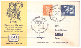 STORIA POSTALE - GIAPPONE - JAPAN - ANNO 1957 - TOKIO - FILATELISTIKLUBB - FLOWN OVER THE PEOPLE - KOBENHAVN LUFTHAVN - - Cartas & Documentos