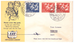 STORIA POSTALE - GIAPPONE - JAPAN - ANNO 1957 - TOKIO - FILATELISTIKLUBB - FLOWN OVER THE PEOPLE - OSLO - KOBENHAVN - - Covers & Documents