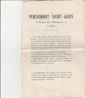 REGLEMENT -PENSIONNAT SAINT - LOUIS -COURS DES CHARTREUX - LYON - 8 PAGES - Sin Clasificación