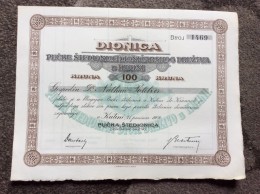AKTIE   SHARES   STOCK   STOCKS   BONDS  KUTINA   CROATIA  100 KRUNA    1908. - Bank En Verzekering