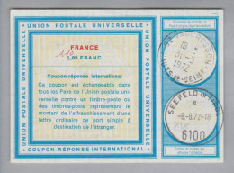 France Ganzsache Coupon Réponse International 1972-05-30 Franc 1.10 - Antwortscheine