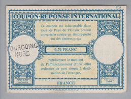 France Ganzsache Coupon Réponse International Ca.1956 Tourcoing Nord 0.70 Franc - Antwoordbons