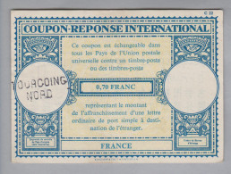 France Ganzsache Coupon Réponse International Ca.1956 Tourcoing Nord 0.70 Franc - Reply Coupons