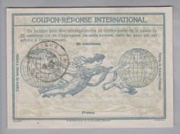 France Ganzsache Coupon Réponse International Banderaux 1907-12-19 30 Centimes - Antwoordbons