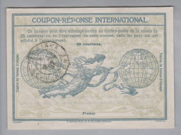 France Ganzsache Coupon Réponse International Banderaux 1907-12-19 30 Centimes - Reply Coupons