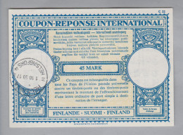 Finnland Ganzsache Coupon Réponse International Helsinki 1959-10-01 45 Mark - Interi Postali