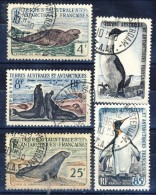 TAAF 1959-63 N. 13B, 13C, 15, 16, 17 Fauna Usa Catalogo € 109 - Oblitérés