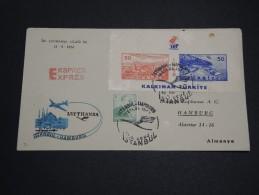 TURQUIE - Enveloppe En Exprès Par Avion Pour Hambourg En 1956 , Affranchissement Plaisant - A Voir - L 2780 - Briefe U. Dokumente