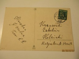 1936 FINLAND TPO  , CHRISTMAS SANTA CLAUS AND GNOOM ON AIR PLANE , OLD POSTCARD , 0 - Briefe U. Dokumente