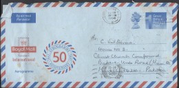 Great Britain Aerogramme 1993 50th Anniversary, Royal Mail International - Brieven En Documenten