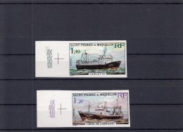 ST.PIERRE & MIQUELON  1976 STERN TRAWLERS SHIP SHIPS  2  STAMPS IMPERFORATED   MNH - Nuevos