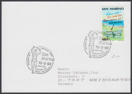 San Marino 1992, Card Rimini To Weingarten W./postmark "Rimini" - Cartas & Documentos