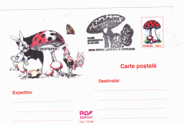 # BV 3130  MUSHROOMS, PLANTS, RABBIT, ROOSTER, BUTTERFLY, ANIMALS, POST CARD, POSTAL STATIONERY, ROMANIA - Champignons