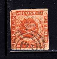 Denmark Used Scott #4 4s Royal Emblems  Cancel: 3-ring '125' - Used Stamps